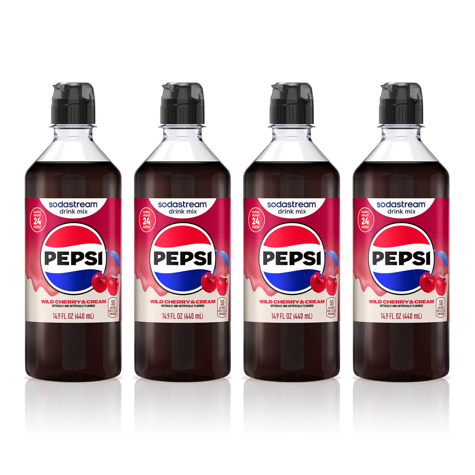 Sodastream Wild Cherry Pepsi & Cream, New Pour Bottle 14.9 Fl Oz (Pack of 4) gallery