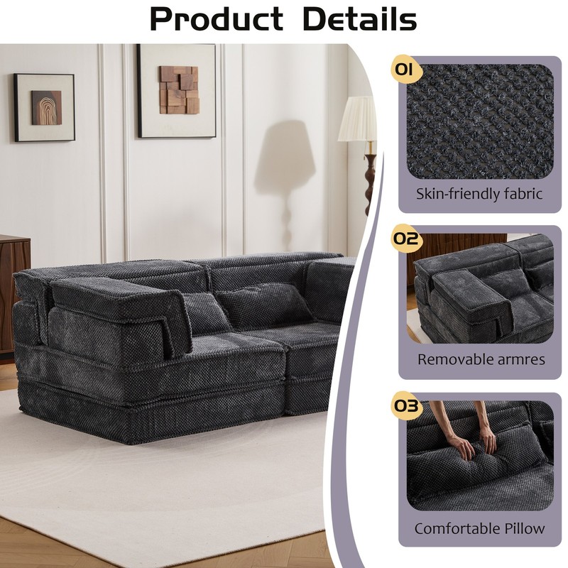 Compression Mahjong Sofa,Convertible Floor Sofa Bed,DIY Boneless Modular Sec gallery