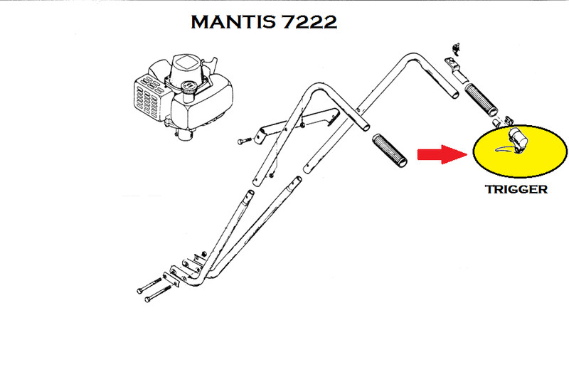 Genuine Mantis Tiller Throttle Trigger Assembly, # 400215 Fits older Mantis Mod. gallery