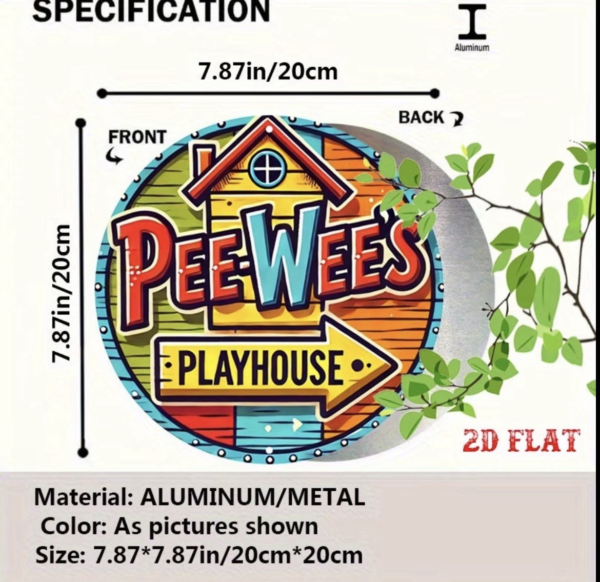 NEW Round 8” PEE WEE’S PLAYHOUSE Metal Wall Sign PEE WEE HERMAN Tin ART 80’s gallery