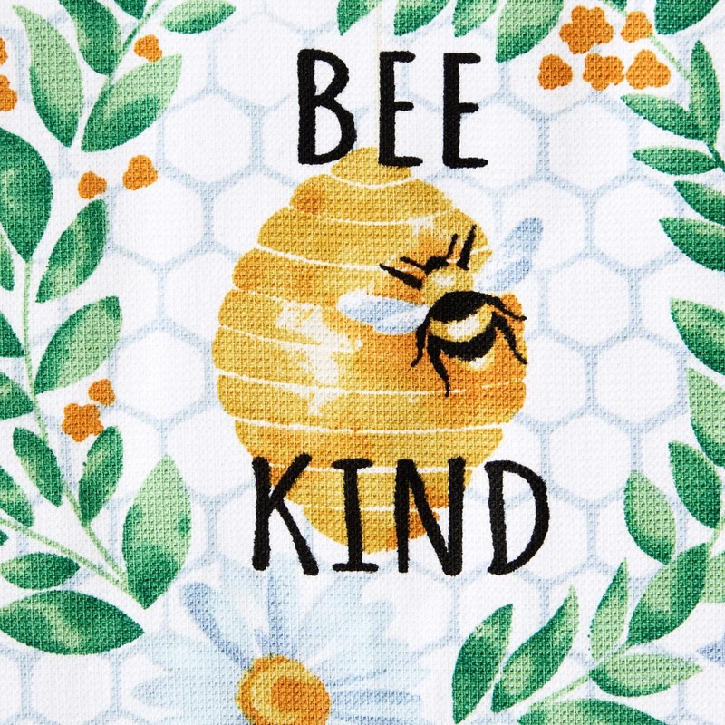 Bee Kind Kitchen Towel Multicolored 15 x 25-in Floral Honeycomb 2pc Gift NEW gallery