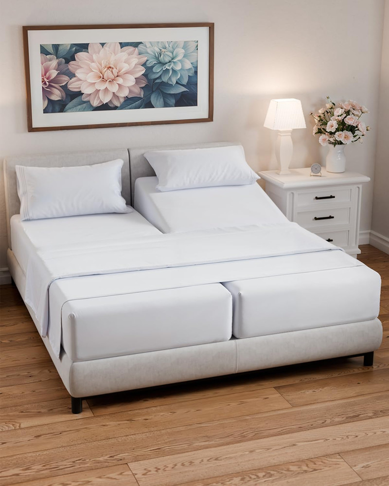 Split California King Bed Sheet Set - 5 Piece Split Cal King Size Sheets - Ultra
