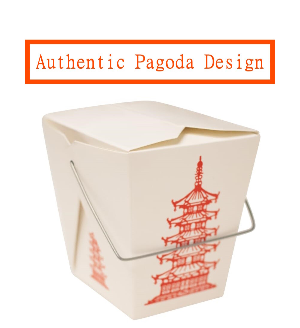 Great Credentials 15 Count 16 oz Pagoda Wire Handle Chinese Takeout Box gallery