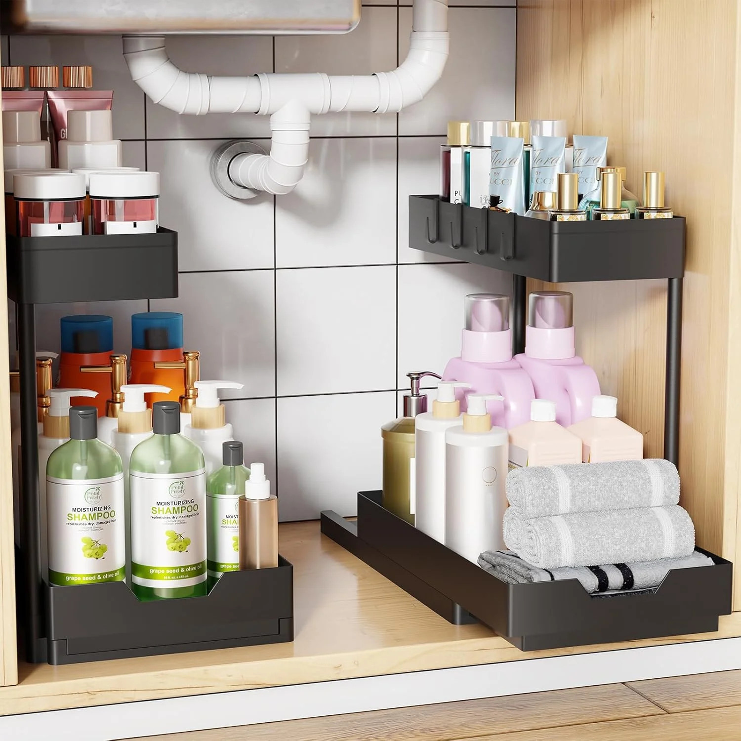 Simple Trending Under Sink Organizer 2 Pack, 2 Tier Cabinet Organizer with Slidi gallery