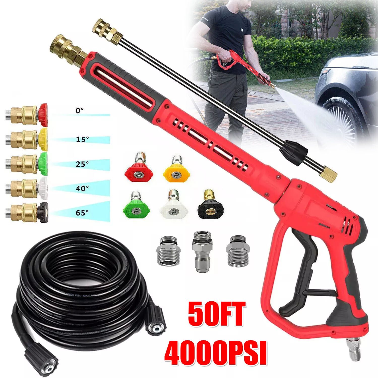 High Pressure 4000PSI Car Power Washer Gun Spray Wand Lance Nozzle and Hose Kit gallery