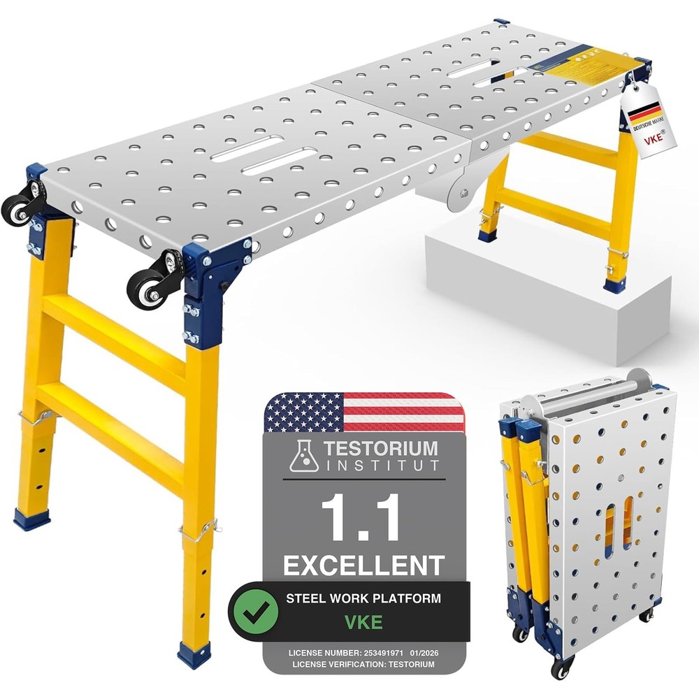 VKE Galvanized Steel Large Work Platform Support 1000 lbs 47"x14", Height 23 ...