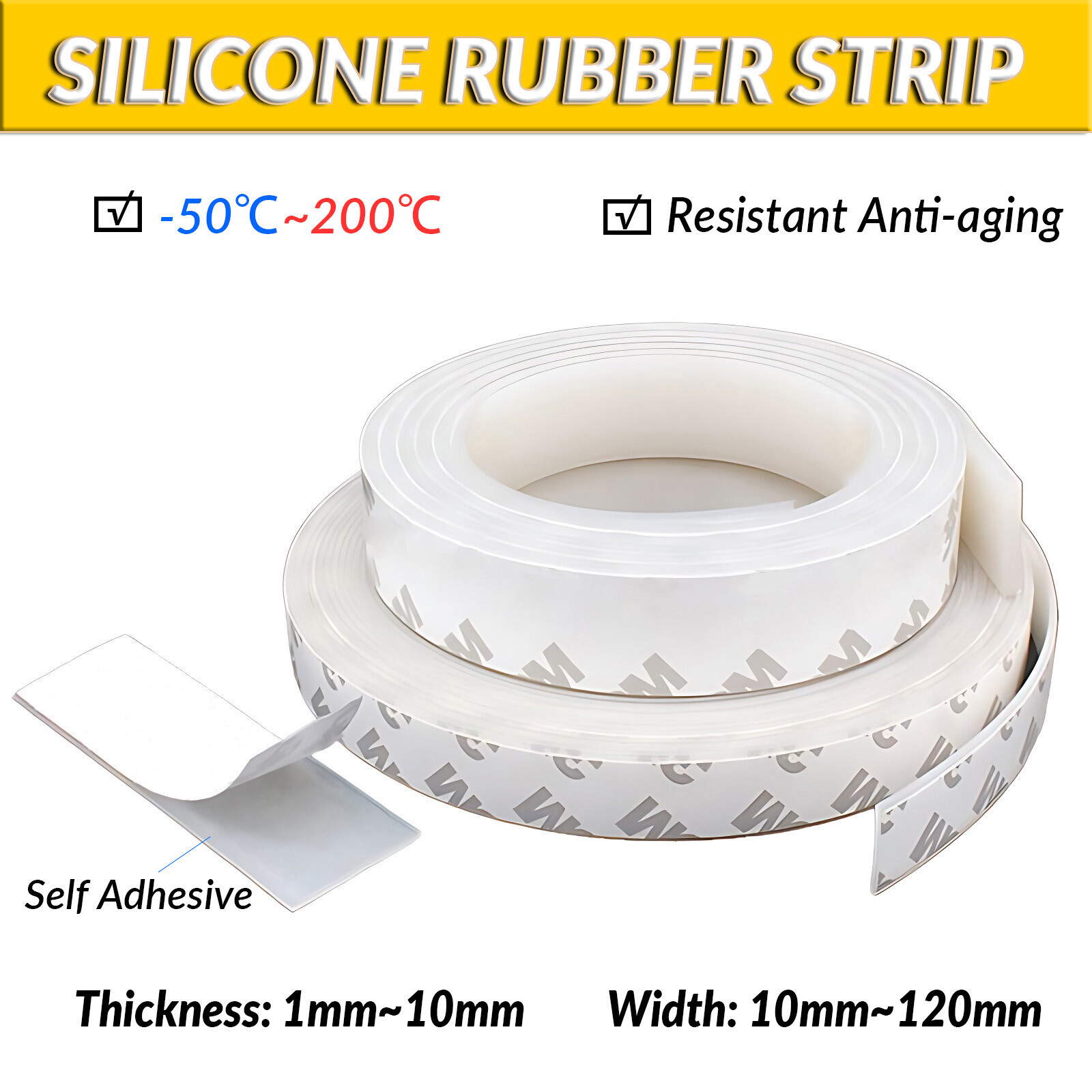 Silicone Rubber Strip - Adhesive Backed Roll - Various Widths, Thickne & Lengths gallery