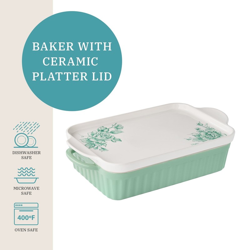 Rectangular Baker with Platter Lid 9" x 13" Durable Construction Charming New gallery