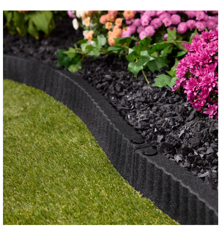 Expert Gardener 2' x 3" Brown Recycled Rubber Garden Border Landscape Edging - 8 gallery