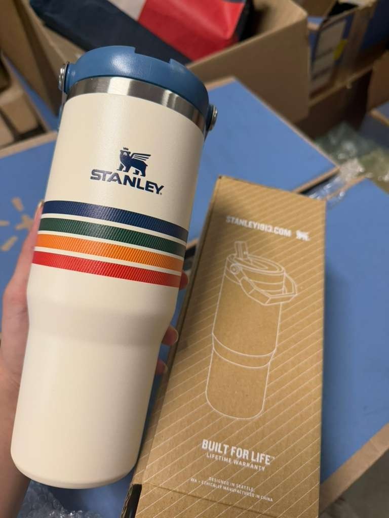 Stanley Ice flow Flip Straw with Handle, Multicolor Striped Design gallery