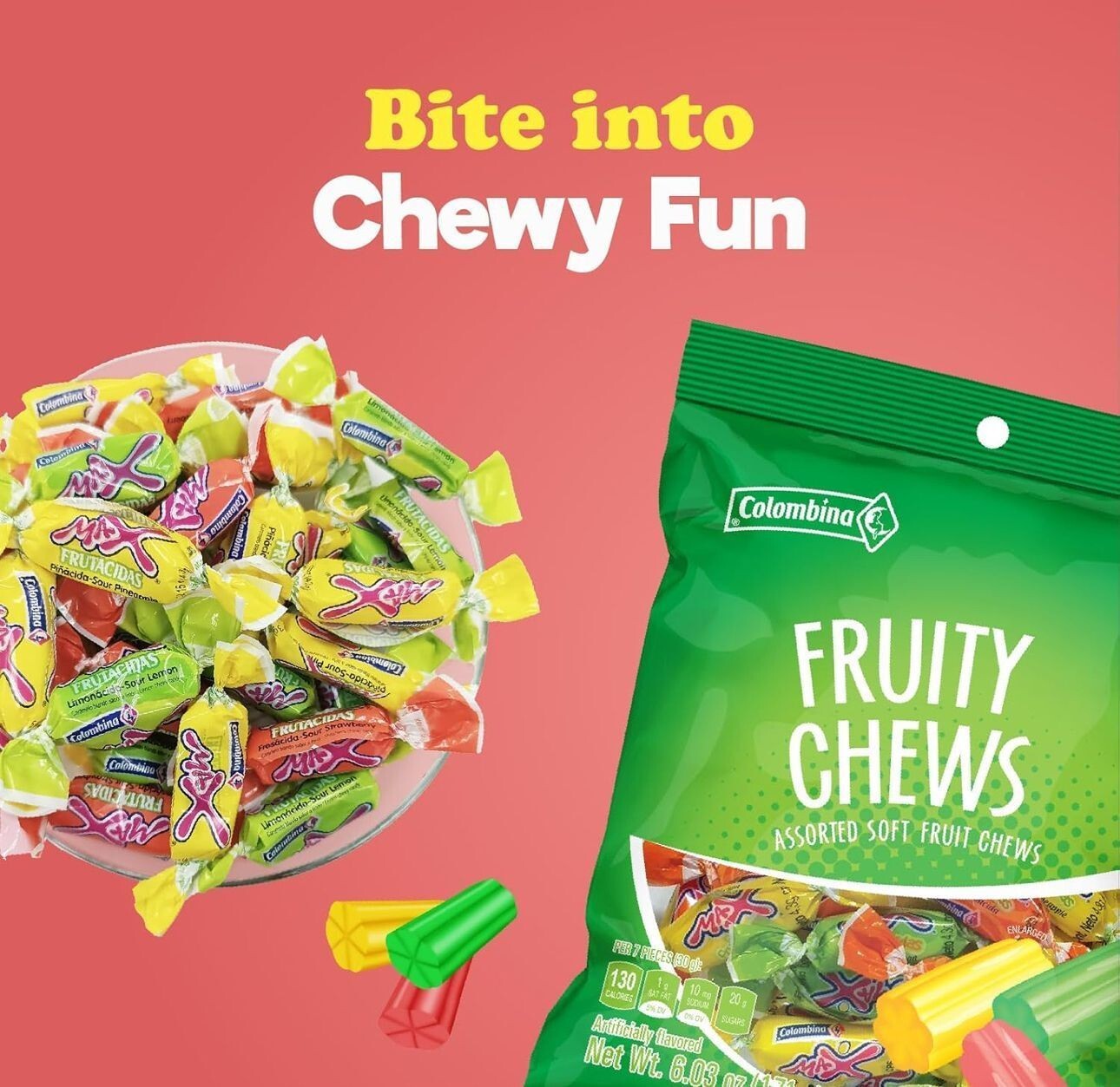 Colombina Fruity Chews Assorted Soft Fruit Chews Colombian Candy 6 Bags gallery