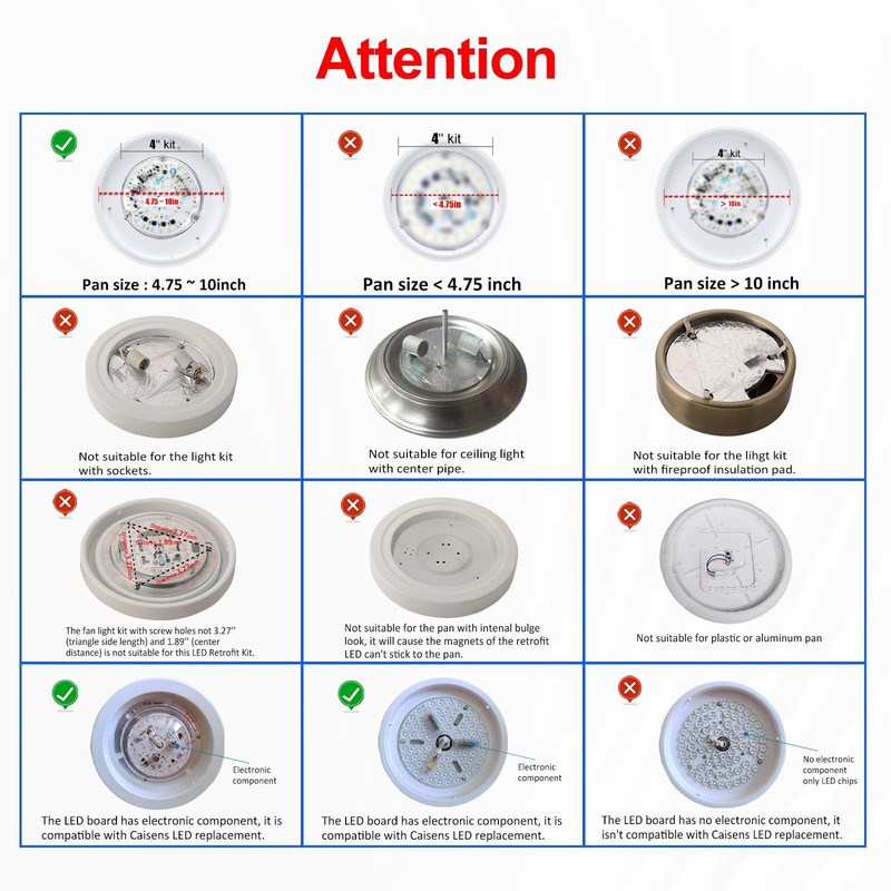 4 Inch Ceiling Fan LED Light Replacement, 18W 6000K 2200LM LED Ceiling Fan Light gallery