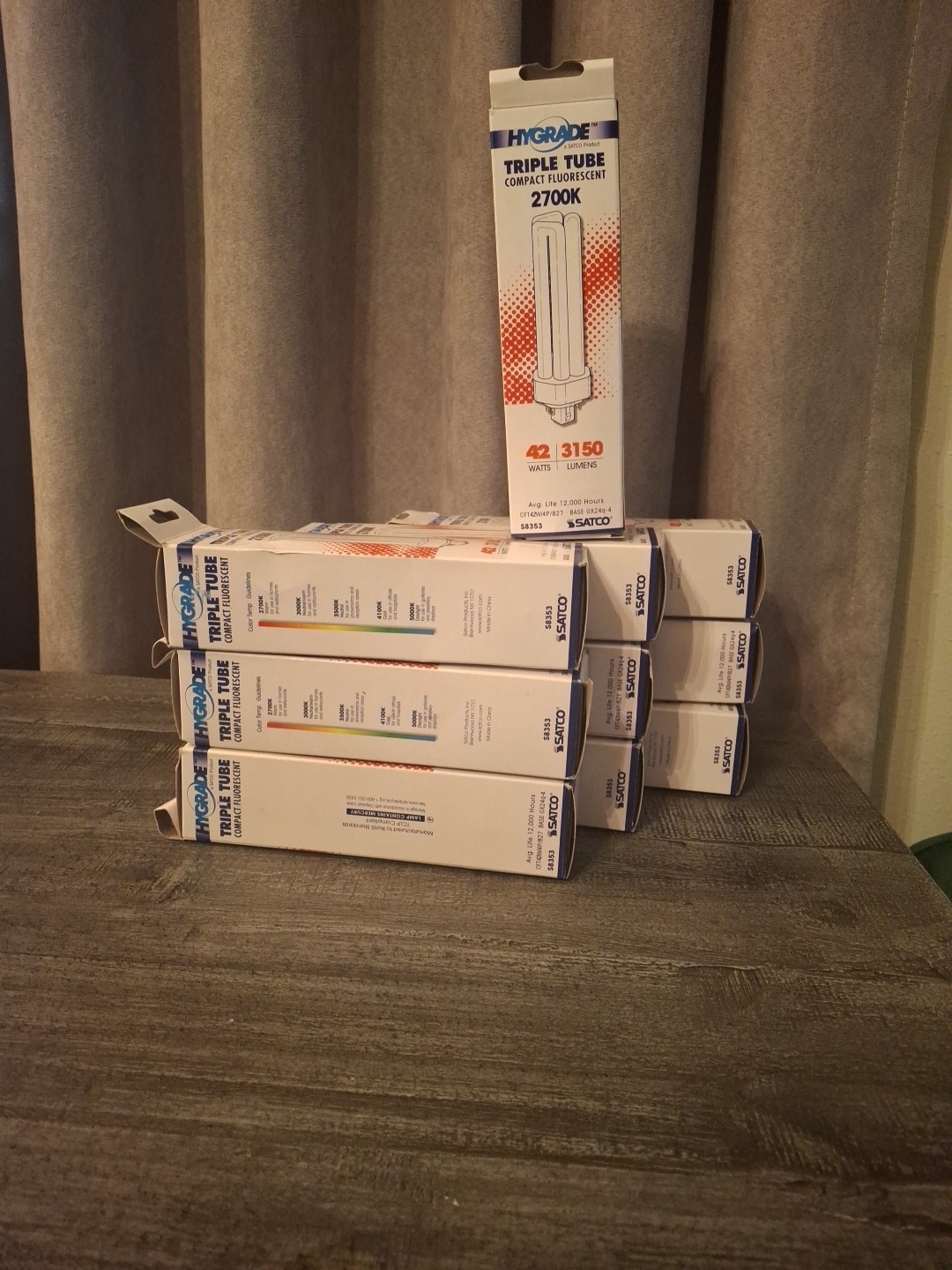 10 Hygrade Triple Tube Compact Fluorescent 2700k 42 Watts Satco S8353 gallery