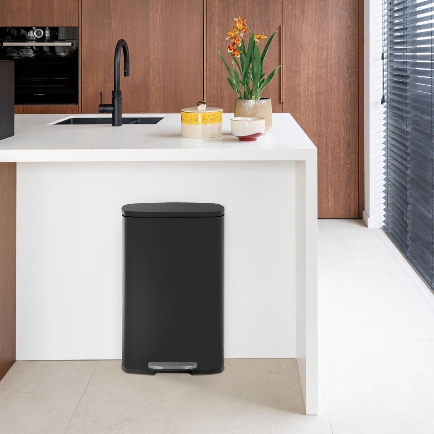 FDW 13 Gallon Stainless Steel Step Kitchen Trash Can with Lid, Fingerprint-Proof gallery