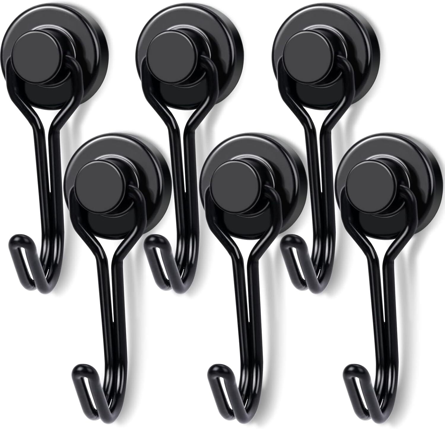 10Pcs Black Swivel Swing Magnetic Hooks 30Lbs for Refrigerator Grill Key Holder gallery