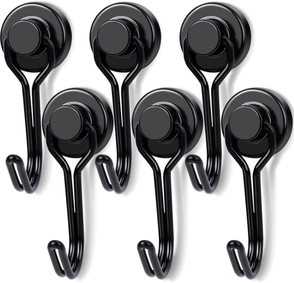 10Pcs Black Swivel Swing Magnetic Hooks 30Lbs for Refrigerator Grill Key Holder