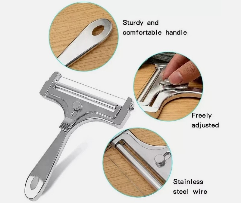Hard Cheese Slicer Adjustable Stainless Steel -Kitchen Tool With Wire Cutter gallery