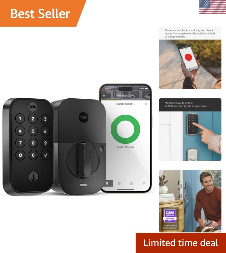 Wi-Fi Connected Assure Lock 2 Deadbolt - Keypad Access & Auto Lock - Black