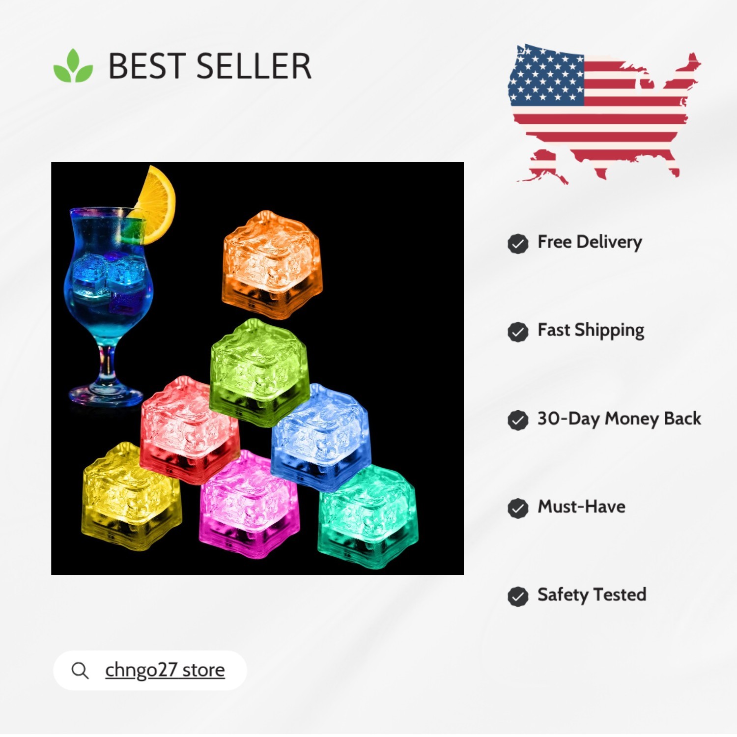 Vibrant 12 Pack Multi-Color LED Ice Cubes for Parties & Events - Reusable & Fun gallery