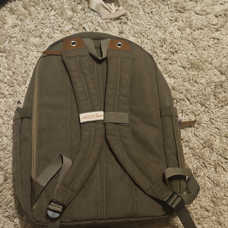 Kelty Pack Olive Green Canvas Hiking Backpack Zip Closure Padded Straps 2