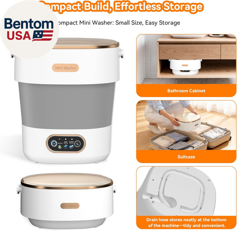 Portable Washing Machine, Folding 20L Mini Washer and Spin-Dryer, 3 Cleaning Mod gallery