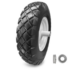 BAIVE BW 16″ Flat Free Solid PU Tire and Wheel, 4.80/4.00-8 PU Airless Tires …