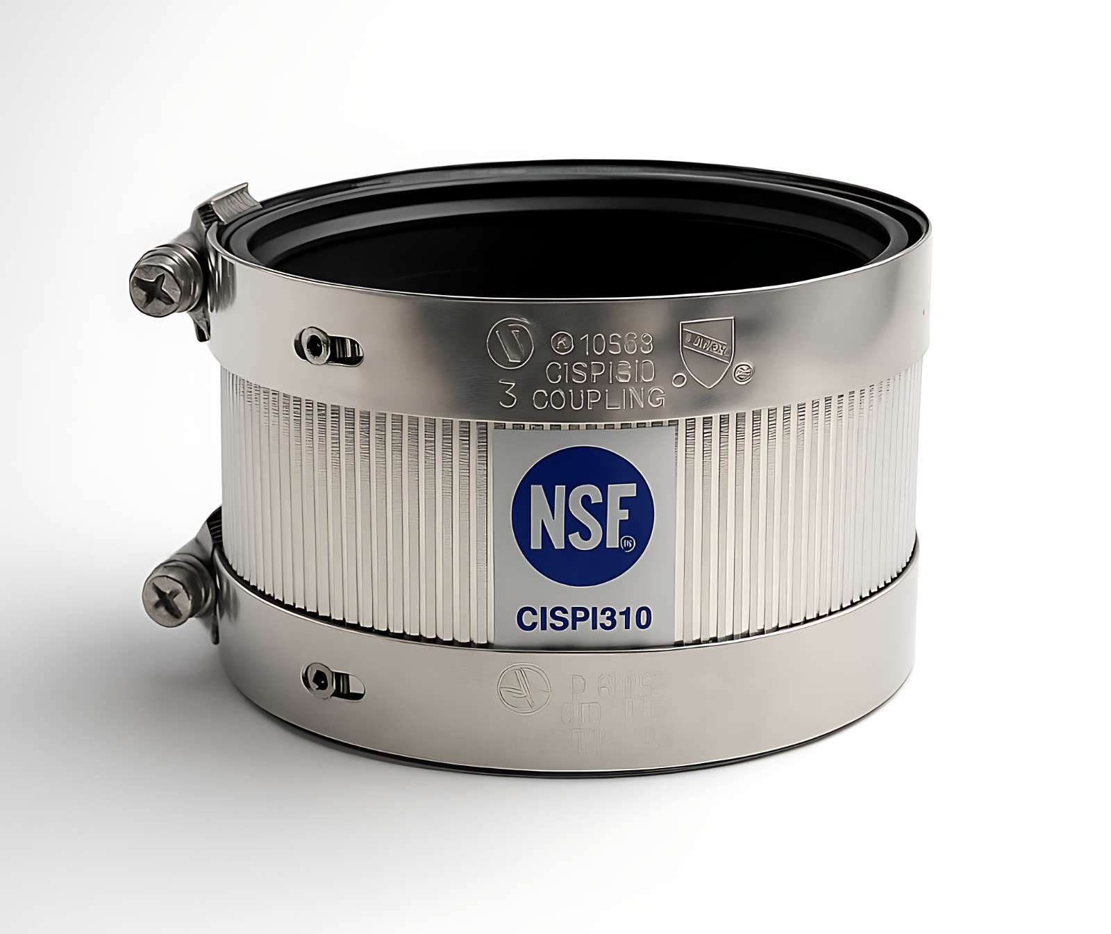 NSF No Hub Coupling 1.5" 2" 3" 4" Cast Iron DWV Pipe Connector | Stainless Steel gallery