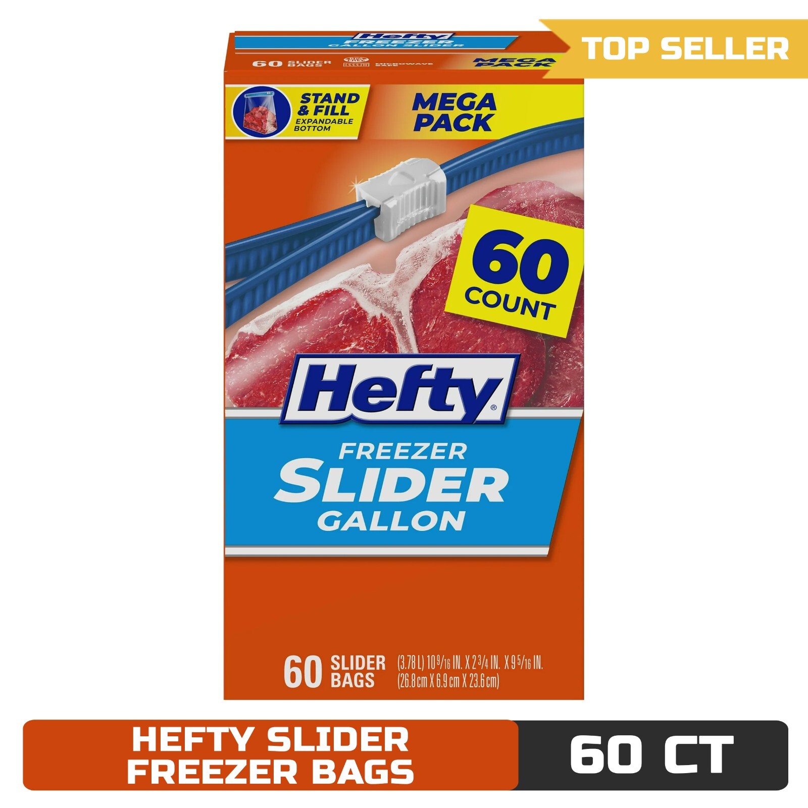 Hefty Slider Freezer Storage Bags, Gallon Size, 60 Count gallery