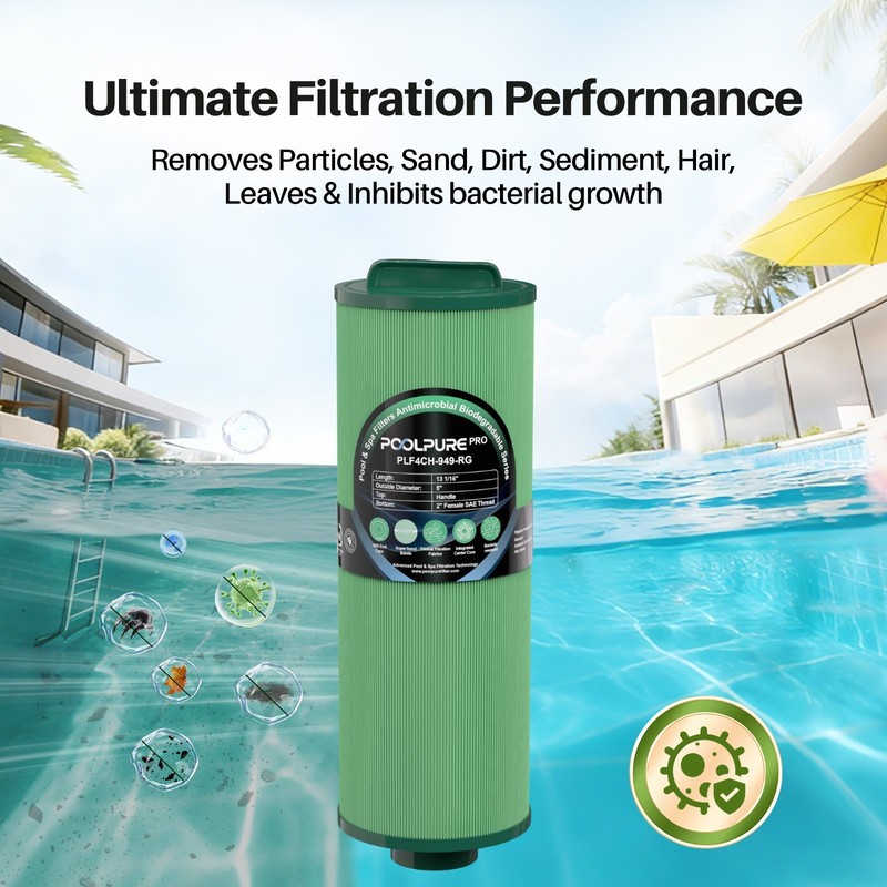 POOLPURE 4CH-949 Spa Filter Compatible with Pleatco PWW50L, 200702, FC-0172 gallery