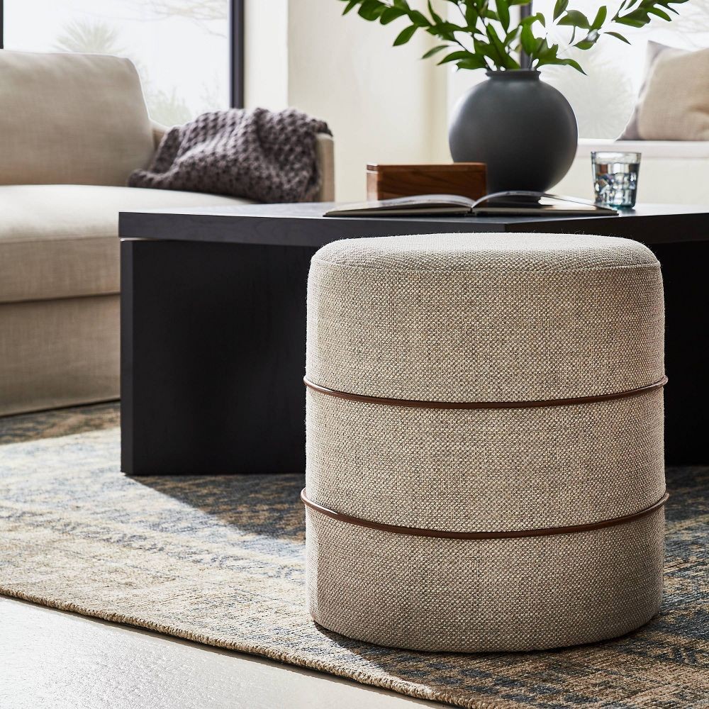 Threshold designed w/Studio McGee Round Ottoman Contemporary Living Room Cream gallery