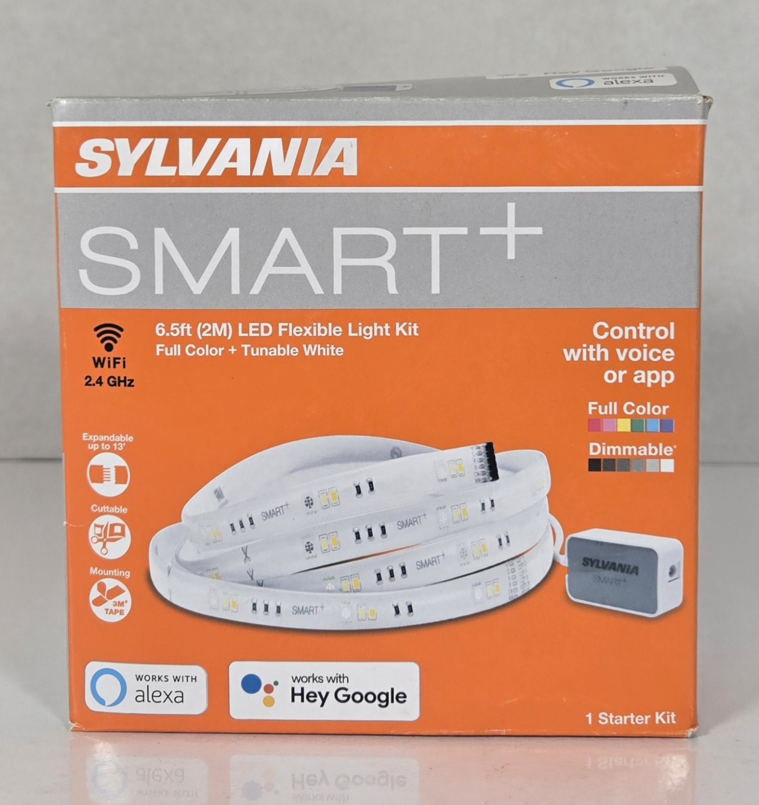 Sylvania SMART+ WiFi LED Light Strip Kit 6.5ft Full Color Tunable White Open Box gallery