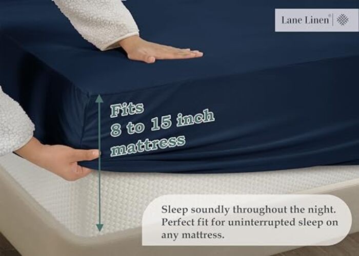 Deep Pocket Full Size Fitted Sheet - 360 Degree Elastic, Secure Hold - Fits Up gallery