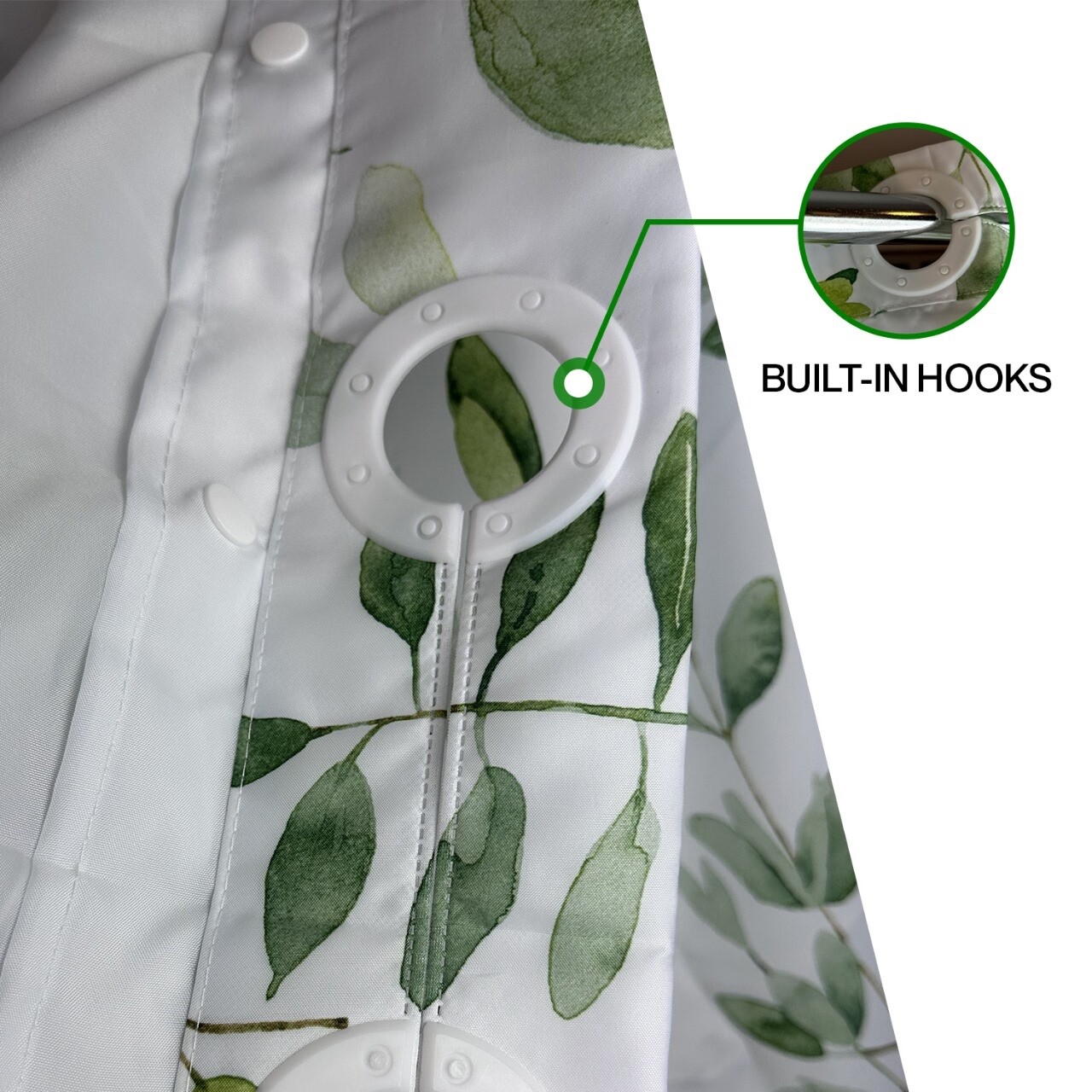 No Hook Needed Botanical Shower Curtain with Snap-In Liner Washable Waterproof gallery