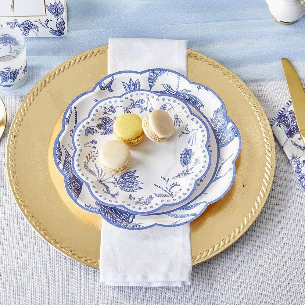 16-Pack 9-in Blue Willow Decorative Paper Plates for Bridal Shower Wedding gallery