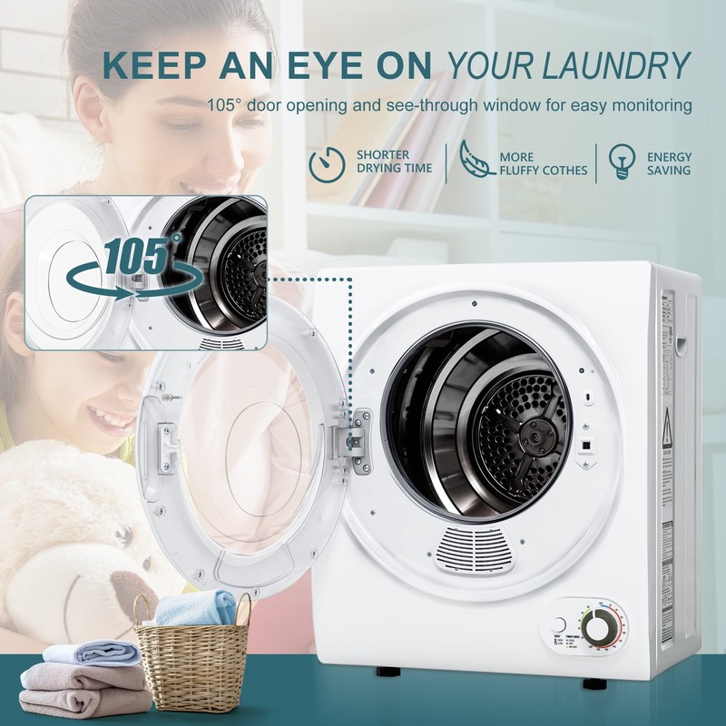 Simzlife Portable Clothe Dryer, Electric Laundry Dryer Machine 1.6 1.8 2.6 cu ft gallery
