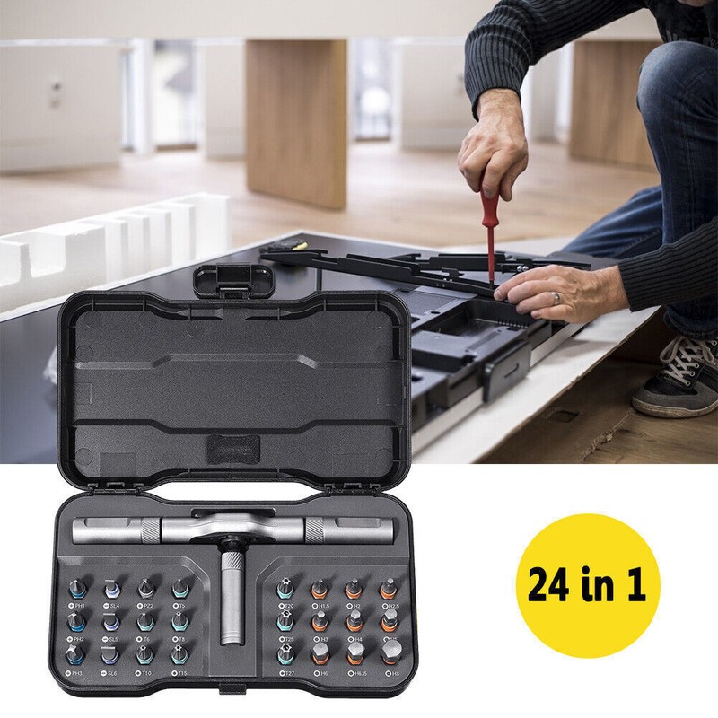 25pcs 24 in 1 Multifunction Screwdriver Head Set Household Repair Ratchet Wrench gallery