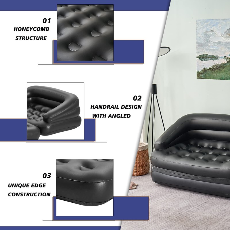 Inflatable Sofa Bed for Camping, Pool Float Couch Outdoor Mattress Bed with A... gallery