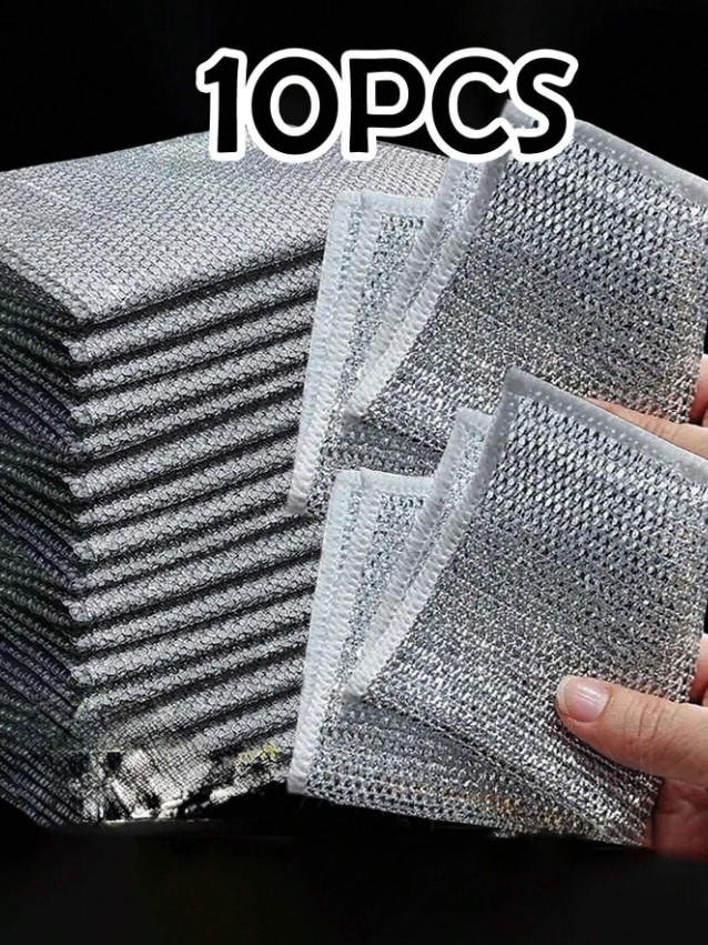 10pcs Non-Scratch Steel Wool Dishcloths - Reusable Kitchen Scrubbing Pads-NEW gallery