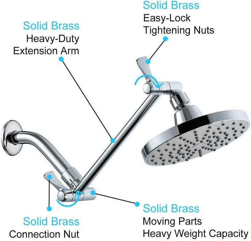 11" Solid Brass Shower Head Extension Arm with Lock Joints Adjustable Height gallery