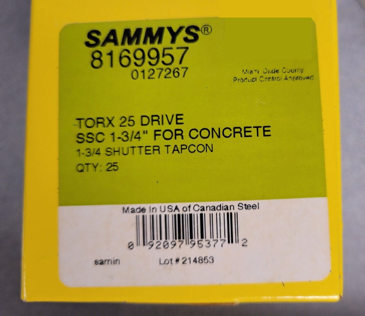 SAMMYS 8169957 SSC Hurricane Protection Anchor 1/4" X 1-3/4" Box of 25 gallery