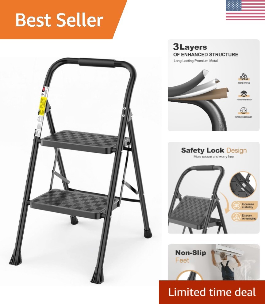 Compact Folding Step Stool with Wide Pedal - Perfect for Every Home Task gallery
