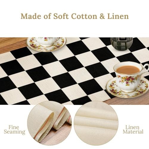 Black White Plaid Table Runner Racing Car 13in(33cm) x 60in(152cm) Plaid-88 gallery