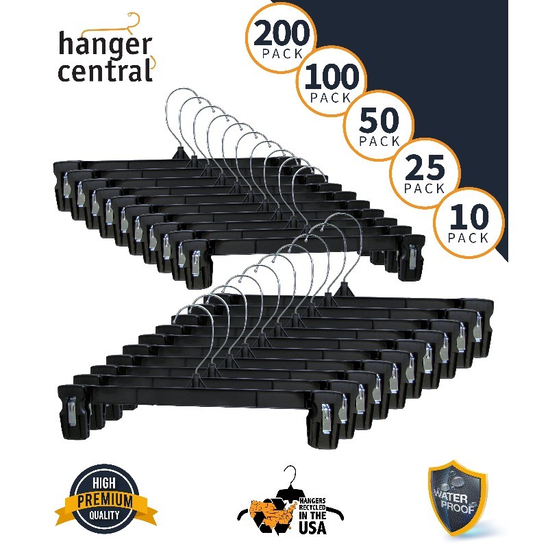 Hanger Central Durable Plastic Pant & Skirt Hanger, Swivel Hook,10 inch,100 Pack gallery