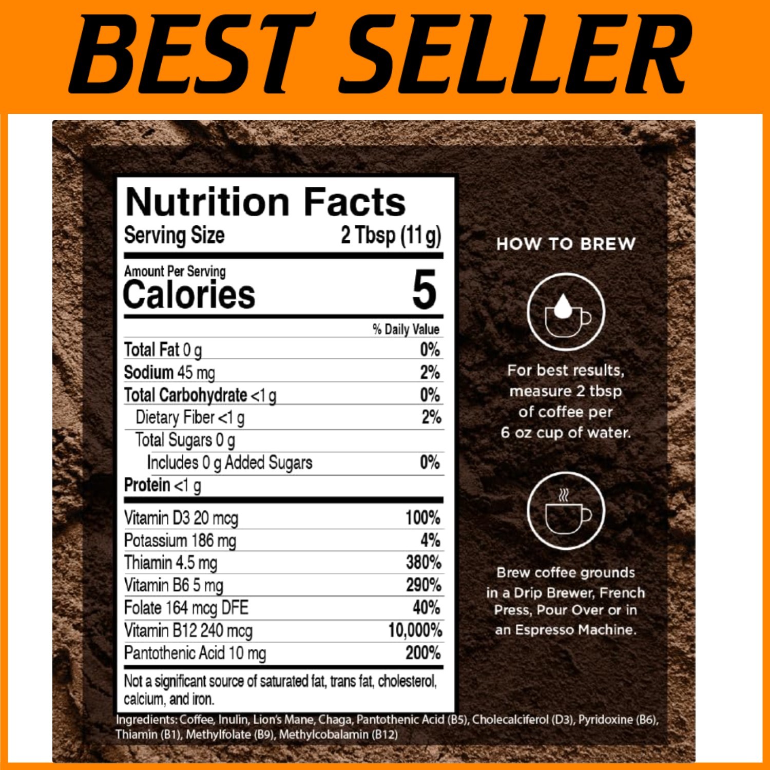 Energizing Mushroom Coffee with B Vitamins & D3, 52 Servings gallery