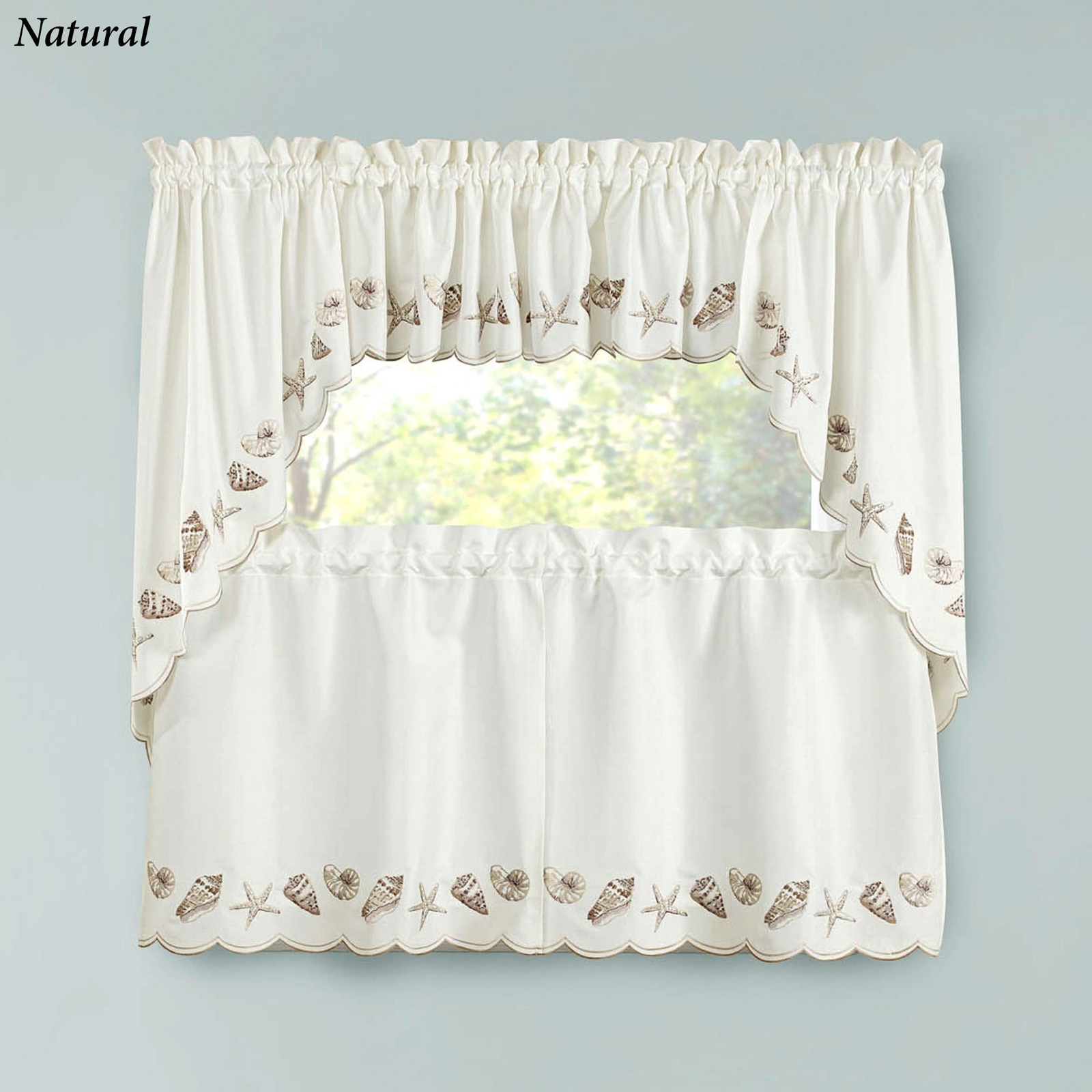 Edgewater Seashell Coastal Embroidered Window Treatments gallery