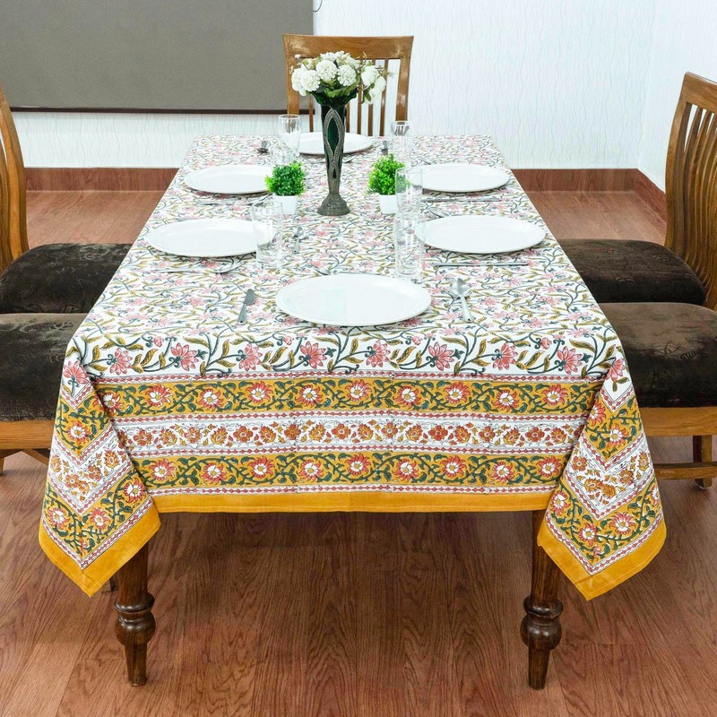 Hand Block Printed Tablecloth, Wedding Gift, Use for Dining Table Decor gallery
