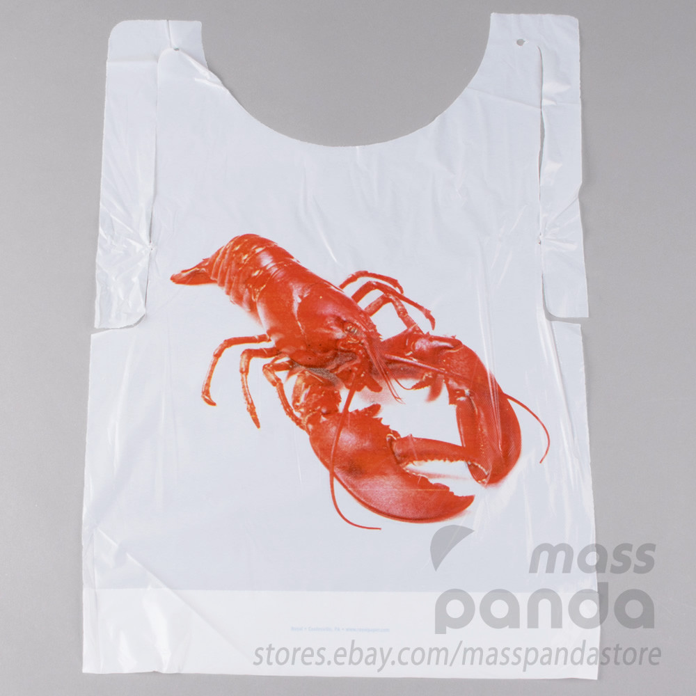 Royal Disposable Adult Size Poly Lobster Bibs with tie, Lightweight High Quality gallery