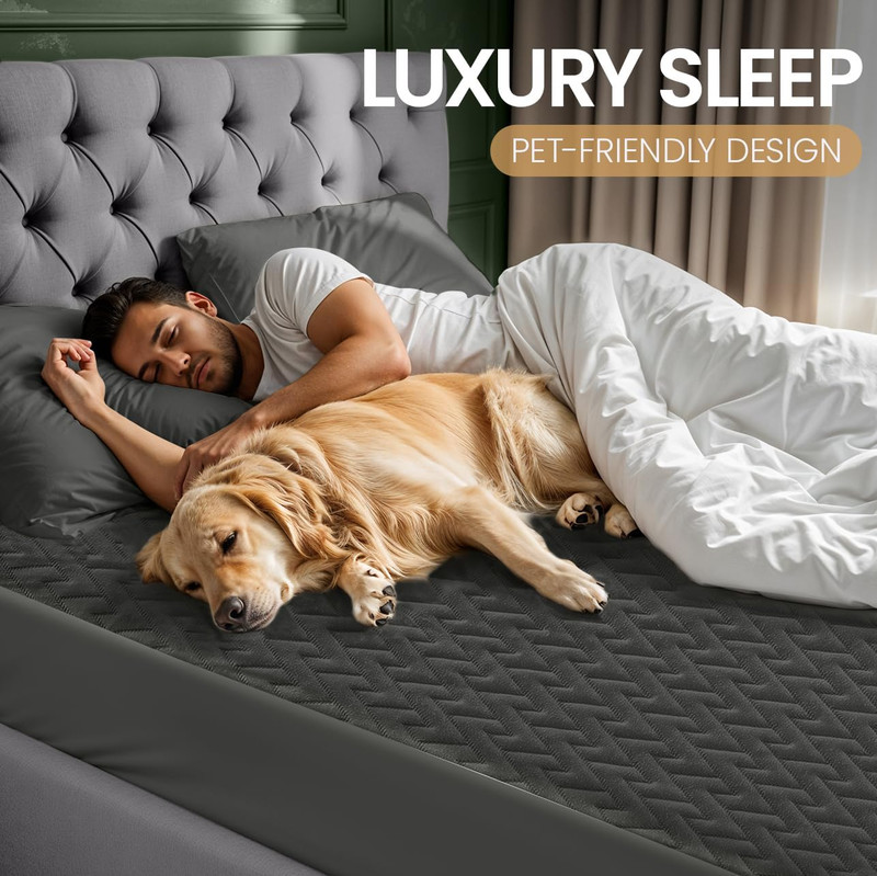 Waterproof Mattress Protector Twin Size (Gray), Premium 3D Air Soft Fabric Mattr gallery