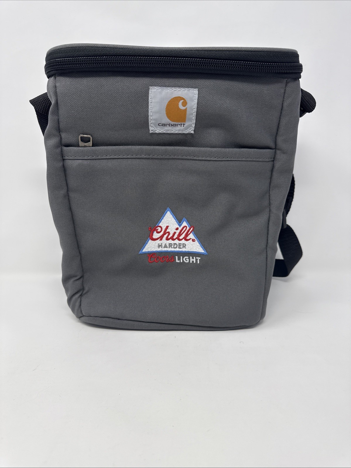 NEW CARHARTT VERTICAL 12 CAN COOLER Gray Lunch Insulated w Strap + Front Pocket gallery