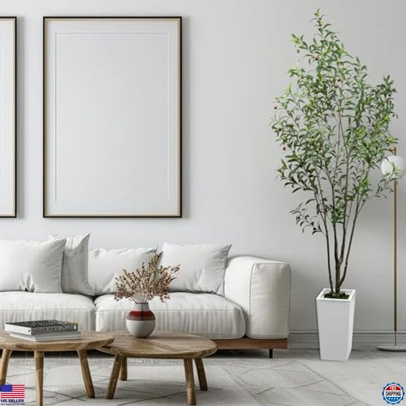 7FT Artificial Olive Tree in White Planter, Faux Topiary Plant for Home Decor gallery